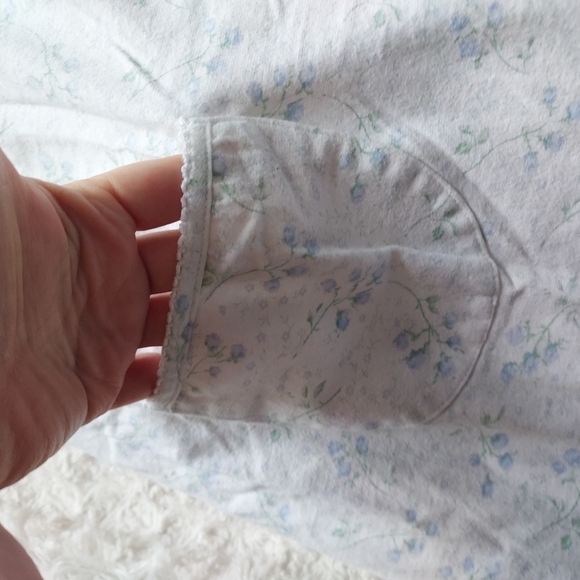 Aria White Flannel Blue Floral Long Nightgown Pockets Cottagecore Grandmacore - Picture 5 of 7